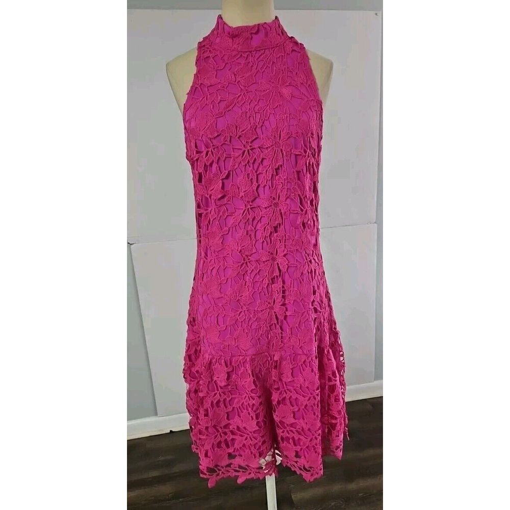 Julia Jordan Mock Neck Floral Sleeveless Knit Lace Dress| Women Size 6 NWT - Picture 4 of 12
